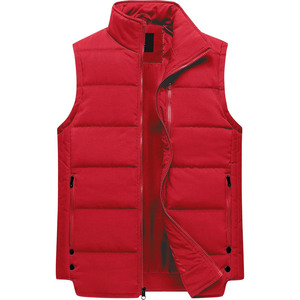 <b>Men</b> <b>White</b> Stand Collar Puffer <b>Vest</b> Zipper Closure Windproof Quilted Sleeveless Casual Winter Outerwear - Product Image 3