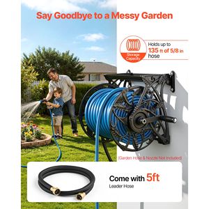Avvolgitubo da Giardino a Parete Rinforzato per Esterni, Lunghezza 15m, Diametro 16mm, con Vassoio Superiore Allargato - Product Image 2