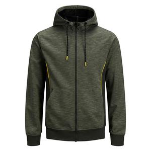 Sweat-shirt à capuche gris pour homme, fermeture éclair intégrale, coupe classique, tricoté en polyester et coton, décontracté, pour l'automne - Product Image 5