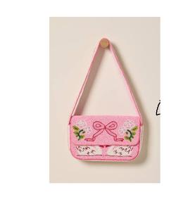 Bolso de hombro rosa con lazo de cisne y cuentas, cartera de solapa con cuentas de vidrio, bolso de mano para fiesta, boda, celebración, para mujer, al mejor precio - Product Image 1