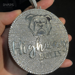 VVS Moissanite Luxury 18K <b>Gold</b> Plated Circle Pendant HipHop Rapper <b>Medallion</b> 925 Silver Custom Letter Name Charm Pendant - Product Image 5