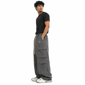 Wholesale Breathable <b>Elastic</b> <b>Waist</b> Cargo <b>Trousers</b> Wide Leg Multi Pocket Relaxed Fit Streetwear Custom Woven men's pants USA - Product Image 3