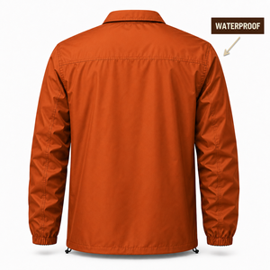 Waterproof Coach <b>Jacket</b> <b>Mens</b> Custom Embroidery Snap Button Lightweight Windbreaker Streetwear Wholesale Supplier - Product Image 2