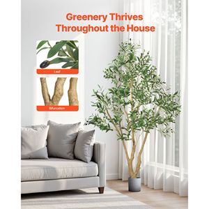 Árbol de Olivo Artificial Realista de 6 Pies para Interiores con Maceta Negra, Árbol Artificial Alto con Tronco de Madera Natural, Hojas Verdes y Frutos para Uso en Exteriores - Product Image 3