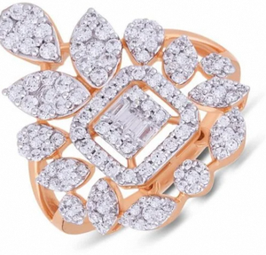 Anillo de Compromiso y Boda Chapado en Oro de 14k, 18k, 24k, Diseño Indio Personalizado, Anillo de Diamantes para Mujer con Aura Aristocrática - Product Image 3