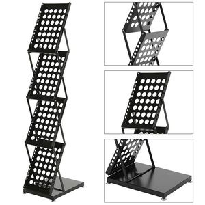 Moderno # # # # Pieghevole # # # # Portariviste in Metallo a 4 Ripiani # # # # Nero # # # # Uso in Ufficio e Supermercato" - Product Image 4