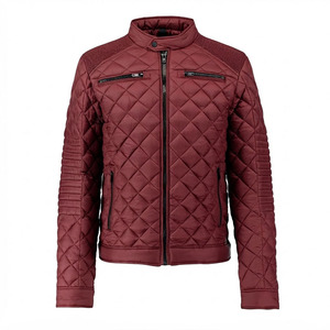 Chaqueta de Motociclista Acolchada con Diamantes Color Borgoña para Hombre con Logotipo Personalizado – Chaqueta Ligera de Otoño - Product Image 1