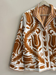 Cotton O-Neck Jacket <b>For</b> <b>Women</b> Handmade Embroidered <b>Coat</b> Boho Jacket Gift <b>For</b> Her - Product Image 2