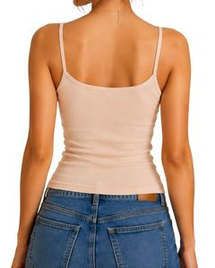 Custom Tan Women Lace Trim Ribbed <b>Cami</b> Tank <b>Top</b> Spaghetti Strap Sleeveless Cotton Slim Fit Casual Summer <b>Crop</b> Vest Fashion Wear - Product Image 2