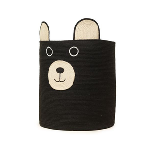 Cesta de juguetes de yute tejida con diseño de cara de oso - Organizador de almacenamiento para guardería infantil al por mayor - Product Image 2