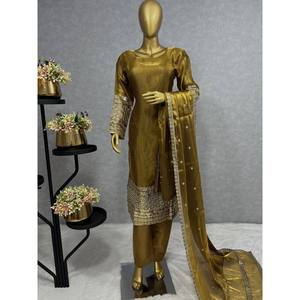 ชุดปาร์ตี้สวยสวมด้านบนและกางเกงมี dupatta ขนาด XL - Product Image 2