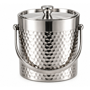 Seau à glace en métal martelé avec accent en feuille d'or, seau à champagne en acier inoxydable pour hôtels et bars - Product Image 6