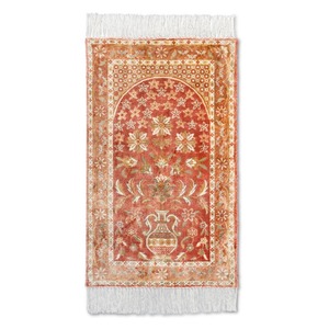 Best Quality Hand Knotted Rust Brown Islamic <b>Prayer</b> Traditional Muslim Namaz <b>Mat</b> Luxury Worship Carpet for Travel Gift for Sale - Product Image 1