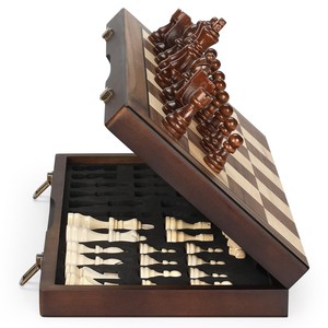 Handcrafted Walnut <b>Wood</b> <b>Chess</b> <b>Set</b> Art Deco Design Wholesale India - Product Image 1