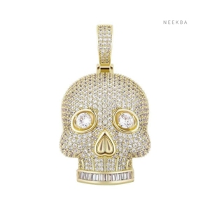 Pendentif Tête de Mort Gothique en Moissanite Effet Glacé avec Pierres Serties à la Main, Fait Main en Argent 925 - Product Image 4