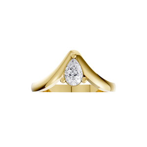 Aarinya Vintage A-<b>Frame</b> Teardrop Lab-Grown Diamond IGI Certified 14K Gold Modern Nested Brilliant Cut Chevron Solitaire Diamond - Product Image 1