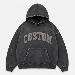 Sudadera Unisex Personalizada con Diseño de Llama Bordado con Pedrería, Estilo Urbano, Negra, de Algodón, con Cierre Frontal, Lavado Ácido, Vintage - Product Image 6