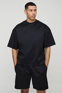 Conjunto de Verano Transpirable de Algodón Liso, Personalizable con Logotipo, Estilo Urbano Vintage, OEM, de Lujo, Oversize, con Hombros Caídos, para Hombre - Product Image 3