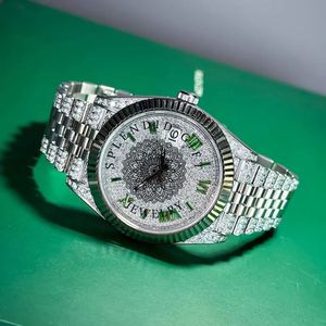 Reloj de Lujo para Hombre con Diamantes Moissanite, Cierre Oculto Plateado, Correa de 24 mm, Movimiento Analógico de Cuarzo ETA, Esfera de Cristal de Zafiro, Resistente al Agua - Product Image 5