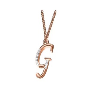 Unique 925 <b>silver</b> Rose Moissanite Letter G Pendant Channel Set Round Brilliant Cut Minimalist Unisex Everyday Wear - Product Image 3