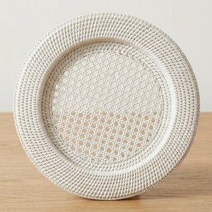 Eco Style Round Rattan Charger <b>Plate</b> Natural Handwoven Tableware Set for Home Hotel Restaurant Spaces - Product Image 3