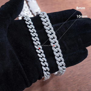 Cadena Cubana de Moissanita de Alta Calidad con Engaste de Dientes de 8mm y 10mm para Hombre, Joyería Fina de Lujo Estilo Hip Hop para Raperos - Product Image 1