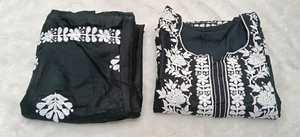 Black Cotton Embroidered <b>Kurta</b> Palazzo Set Indian Pakistani Outfit Casual Ethnic Casual and Office Wear <b>for</b> <b>Women</b> Comfy Fit - Product Image 3