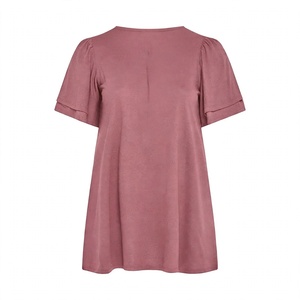<b>White</b> Crew neck <b>Short</b> <b>Sleeve</b> Layered Ruffle Flare Tunic Top Casual Summer Loose Fit <b>Women</b> Tee <b>Shirt</b> Blouse Solid Colour Basic - Product Image 2