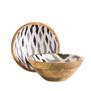 Suministros para Ramadán, Tazón de Madera Esmaltada para Servir, Tazón de Madera de Mango Hecho a Mano con Diseño Islámico - Product Image 1