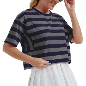 Camiseta de Algodón de Alta Calidad para Mujer, Diseño Personalizado, Estampado Sólido a la Moda, Manga Corta, Corte Regular, Camiseta Corta Personalizada para Mujer - Product Image 3