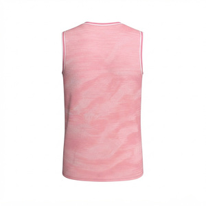 Maillot de basket-ball rose personnalisé sans manches, respirant, anti-bactérien, en polyester/nylon, impression numérique, unisexe adulte - Product Image 2