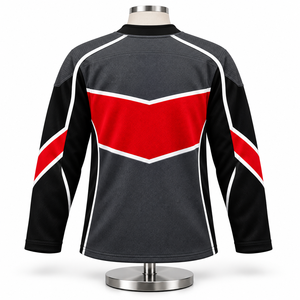 Camiseta Clásica de Hockey sobre Hielo con Bandas Tradicionales en las Mangas, Mangas Largas Cómodas y Estilo Distintivo para Competiciones de Club - Product Image 2