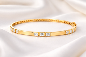 Octagon Three <b>Gemstone</b> <b>Bracelet</b> 925 Sterling Silver 18k Gold Plated Handmade Cuff Bangle <b>Bracelet</b> For Her - Product Image 2