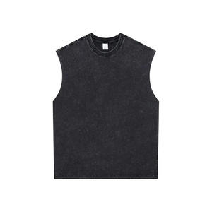 Camiseta sin mangas acanalada personalizada para hombre, corte holgado, para gimnasio, con borde sin rematar, estilo urbano, 100% algodón, de secado rápido y transpirable - Product Image 3