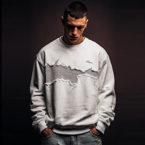 Sweat-shirts Homme Hiver Épais 480-500 g/m² Effet Vieilli Col Rond Épaules Tombantes Lavage Distressed - Product Image 2