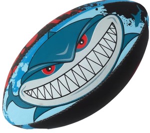 Ballon de rugby de qualité supérieure, design requin, taille officielle 5, en PVC mousse, cousu à la machine, haute performance, forte adhérence - Product Image 5