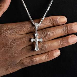 Luxury Moissanite <b>Cross</b> Pendant Necklace VVS Iced Out Christian Hip Hop Jewelry 925 Sterling Silver - Product Image 1