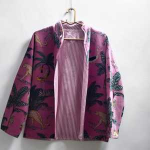 Jungle Toile Printed Velvet <b>Jacket</b> Floral Handmade Indian Boho Coat <b>Bridal</b> Outerwear Elegant Bridesmaid Gift Blazer - Product Image 4