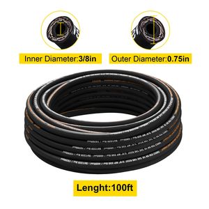 Tubo Idraulico a Spirale da 3/8 Pollici x 100 Piedi, 4800 PSI, Alta Resistenza, 2 Treccia in Filo d'Acciaio, Tubo Idraulico in Gomma 4800 PSI, Componenti Idraulici - Product Image 4