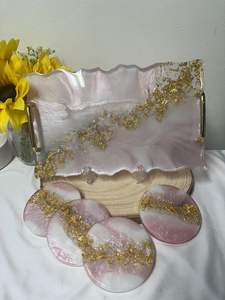 Indian Manufactured <b>Epoxy</b> Resin Serving Tray Elegant Handmade Home Decor for Coffee <b>Table</b> Vanity Available for Wholesale - Product Image 4