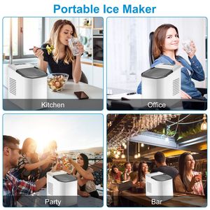 Macchina per il ghiaccio elettrica da 33 libbre/24 ore, con funzione autopulente, da banco, con cestello e paletta, Smart Barware - Product Image 6
