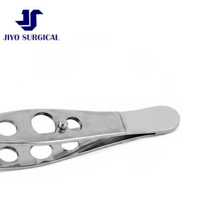 Stainless Steel Moody Fixation Forceps 4 3/8 Inch Curved Left 0.5 mm 1x2 <b>Teeth</b> Ophthalmic Surgical Forceps with Lock - Product Image 5