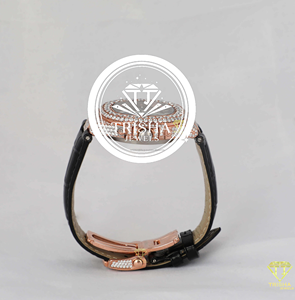 Reloj de Lujo con Bisel de Diamantes Personalizado, Reloj de Pulsera de Oro Rosa con Correa de Goma Negra, Reloj de Joyería de Moda Premium para Hombre - Product Image 4