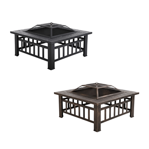 Brasero d'extérieur carré en métal, table brasero pour jardin, patio, cheminée de jardin en acier FP004 - Product Image 1