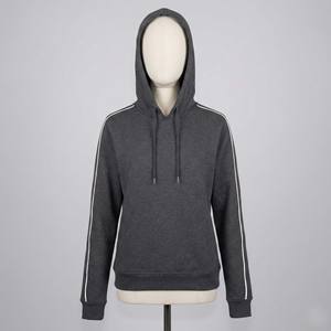 Sweat à capuche en molleton gris anthracite avec bande réfléchissante 3M blanche sur les manches et les côtés, pull décontracté pour l'hiver et l'automne, 100% coton - Product Image 1