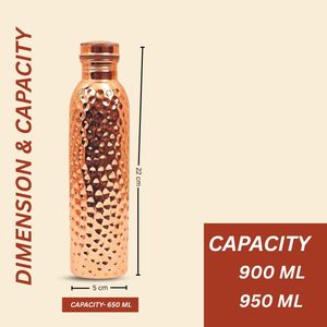 Handcrafted Metal Leak-Proof Lid Ayurvedic 650ml Pure <b>Copper</b> Vessel Water <b>Bottle</b> for Health Benefits Enhances Immunity Digestion - Product Image 6