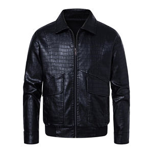 Chaqueta Casual Personalizada de Cuero Transpirable con Logotipo Frontal para Hombre, Cuello Alto, Invierno, Alta Calidad, Resistente al Viento, Antibacteriana, Estilo Urbano - Product Image 1