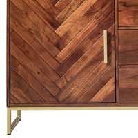 Buffet modulaire de luxe en bois massif fait main, 3 tiroirs, portes à panneaux, durable, capacité de rangement de 4 pieds.