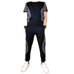 Men's <b>Short</b> <b>Sleeve</b> T-shirt and Pants Suit, Casual Sportswear, Ice Silk, Jogging, Fitness Sports Sets, Male Loose Tracksuit - Product Image 3