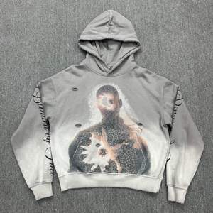Sudadera con Capucha Extra Grande para Hombre, Lavada con Ácido, con Acabado Desgastado y Efecto de Lavado Vintage Premium - Product Image 1